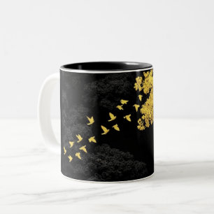 Bicolor Taza con patrón de figura de palito negro   Minima