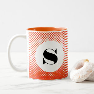 Bicolor Taza con patrón de lunares en medio tono naranja