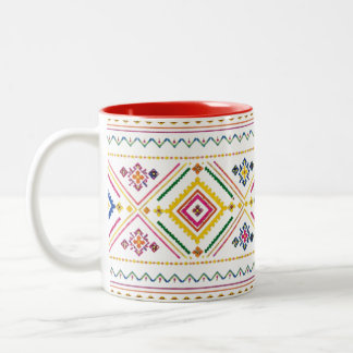 Bicolor Taza con Patrón Marroquí | Geométrico Tribal Boho