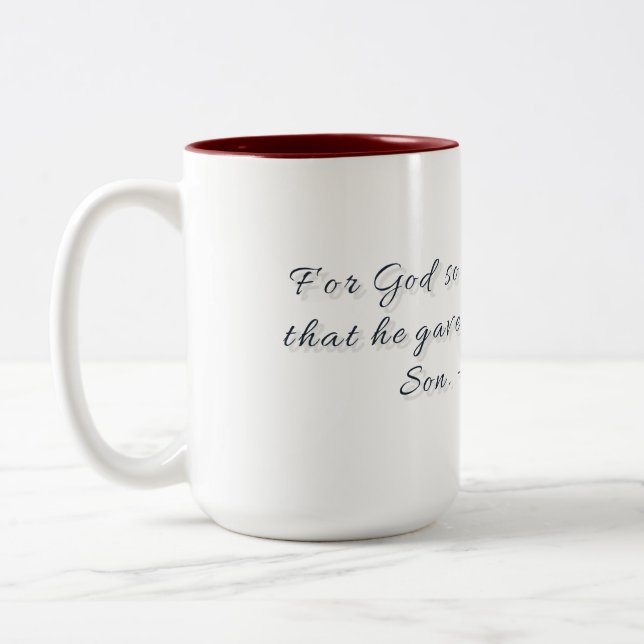 Bicolor Taza con regalo, Juan 3:16 (Izquierda)