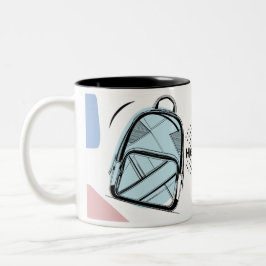 Bicolor Taza con tema de vuelta al cole café