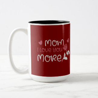 Bicolor Taza con tipografía de corazón de rosa roja 'Mamá 