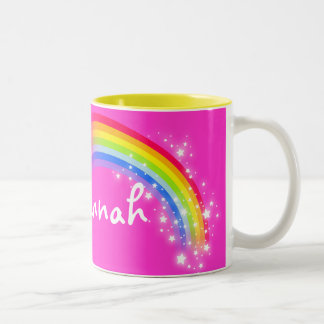 Bicolor Taza conocida de encargo del rosa de arco iris de