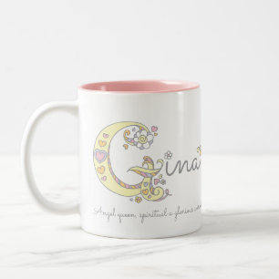 Bicolor Taza conocida del monograma del significado de G