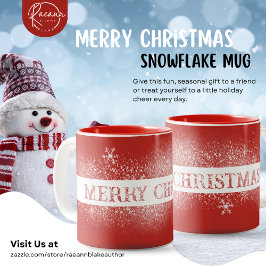 Bicolor Taza copo de nieve Feliz Navidad