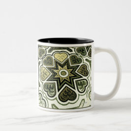 Bicolor Taza Corazones de Arte Popular Olive