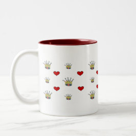 Bicolor taza - corazones y coronas