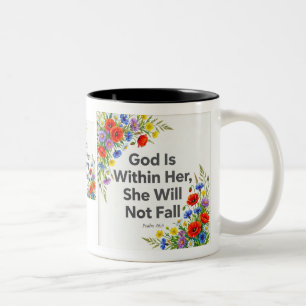 Bicolor Taza cristiana Salmo 46:5 DIOS Está Dentro de Ella