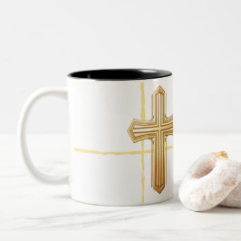 Bicolor Taza Cruz Dorada