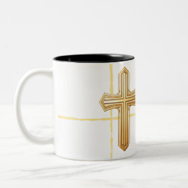 Bicolor Taza Cruz Dorada