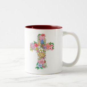 Bicolor Taza cruzada - amor, esperanza, fe