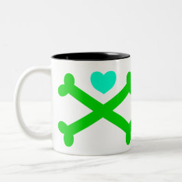 Bicolor Taza Cruzando Mi Corazón (Corazón y Huesos Cruzado