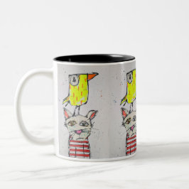 Bicolor Taza de 11 oz Puddy Cat & Canary