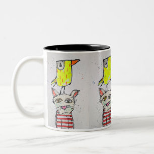Bicolor Taza de 11 oz Puddy Cat & Canary