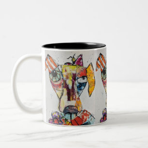 Bicolor Taza de 11oz Perro de Muchos Colores