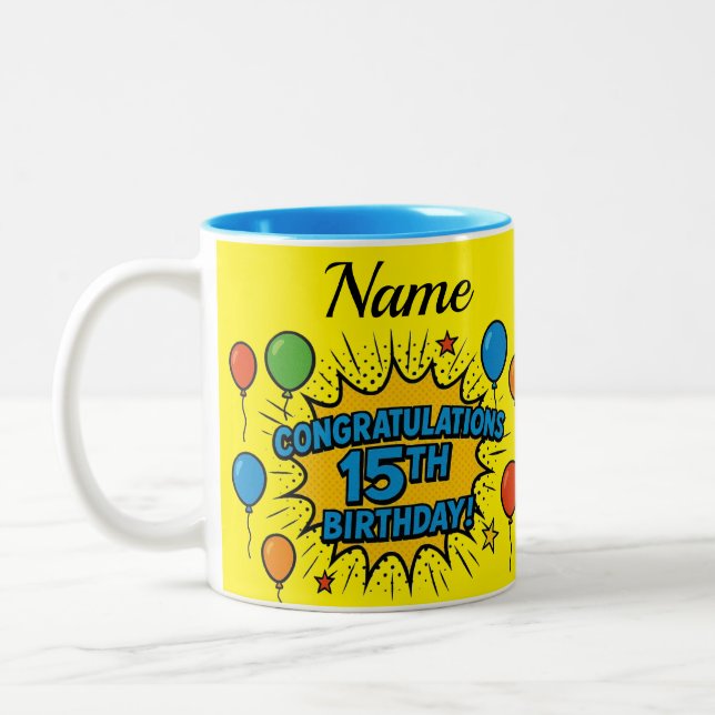 Bicolor Taza de 15 cumpleaños (Izquierda)