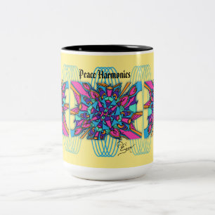 Bicolor Taza de 15 onzas: Armónicos de la paz
