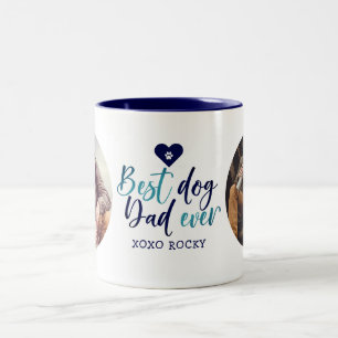 Bicolor Taza de 2 fotos para el mejor papá de perros