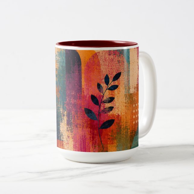 Bicolor Taza De Acento Botánico Abstracto (Anverso derecho)