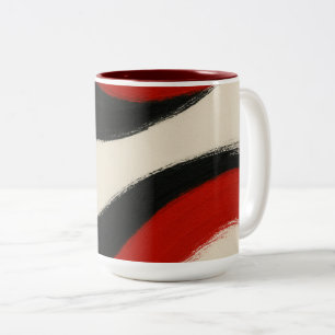 Bicolor Taza De Acento De Raya Abstracta Moderna