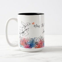 Taza de acuarela floral para mamá con cita