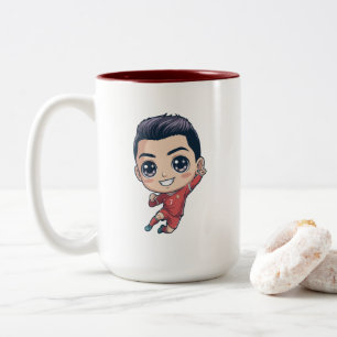 Bicolor Taza de adorable jugador de fútbol Chibi – Fútbol