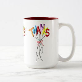 Bicolor Taza de agradecimiento con "Gracias" deletreado co