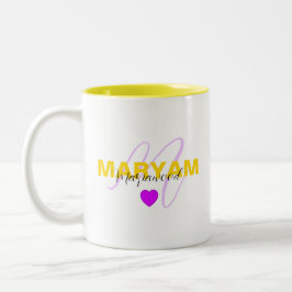 Bicolor Taza de Amor Familiar con Nombre e Inicial Moderna