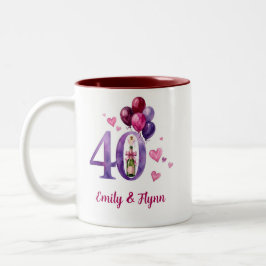 Bicolor Taza de aniversario de bodas de rubí 40º