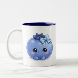 Bicolor Taza de arándano azul kawaii linda | Café de fruta