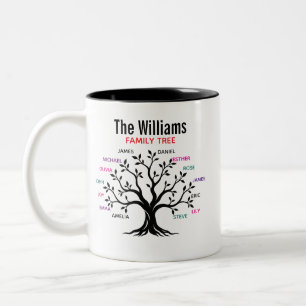 Bicolor Taza de árbol genealógico rústico Raíces y Ramas