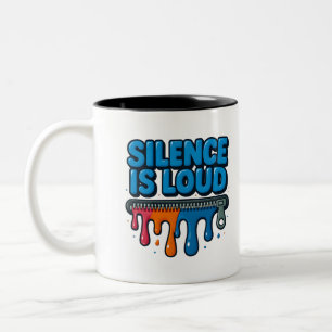 Bicolor Taza De Arte Con Tipografía Negrita Silencio Es Fu