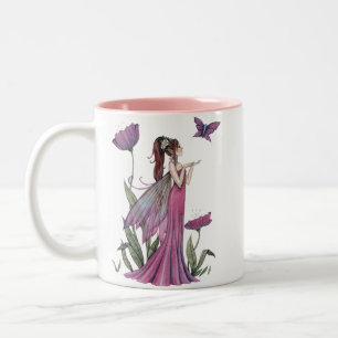 Bicolor Taza de arte de fantasía de mariposa hada amapola 