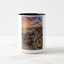 Taza de arte en mosaico de chopper de carretera ca
