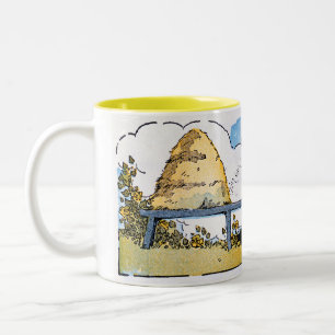 Bicolor Taza de arte vintage de colmena de abeja feliz