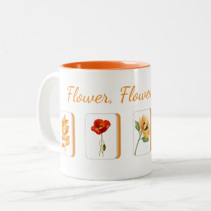 Bicolor Taza de baldosas de flores Mahjong