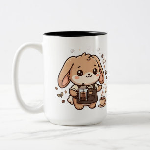 Bicolor Taza de Barista de Conejo Kawaii de Dos Tonos