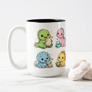 Bicolor Taza de bebés dinosaurios Kawaii lindos Dinosaur