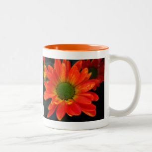 Bicolor Taza de bebida de flor de otoño naranja