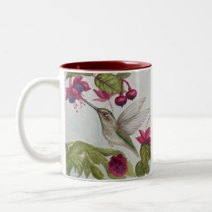 Bicolor Taza de bebida para amantes del café y colibrí