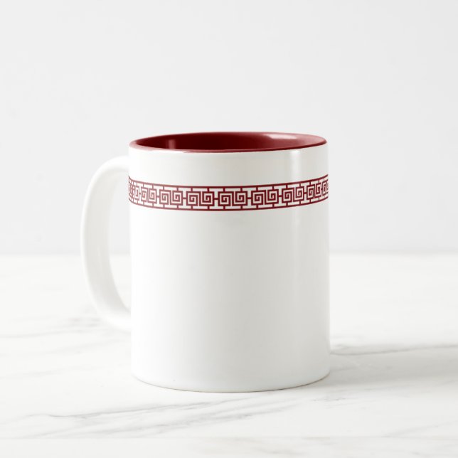 Bicolor Taza de borde geométrico chino (Anverso izquierdo)