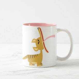 Bicolor Taza de bostezo del Thylacine del dibujo animado