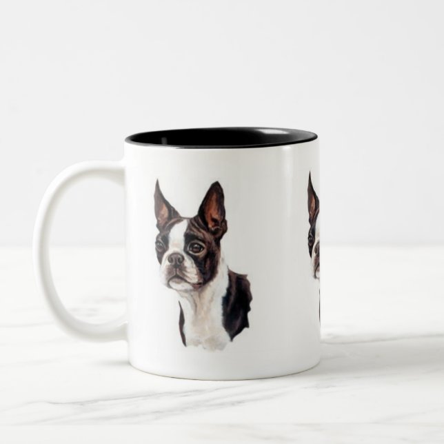 Bicolor Taza de Boston Terrier (Izquierda)