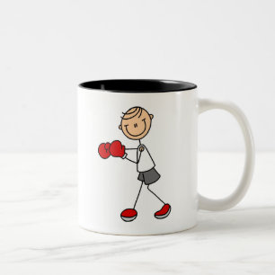 Bicolor Taza de boxeo de figuras de palitos
