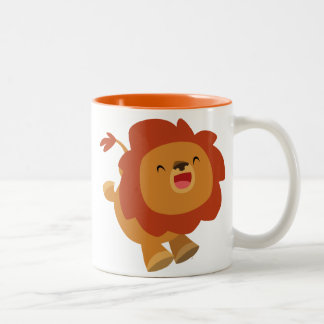 Bicolor Taza de brinco linda del león del dibujo animado