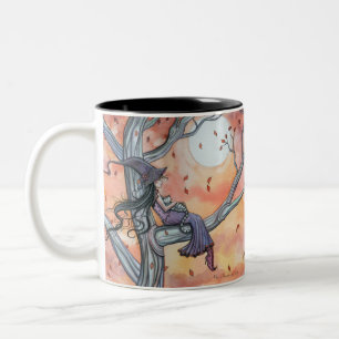 Bicolor Taza de Bruja Gato Duerme Otoño Molly Harrison