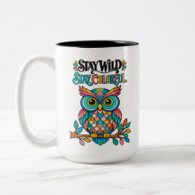Taza de búho inspiradora Mantén la esencia salvaje