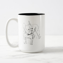 Bicolor Taza de Bulldog Francés – Ilustración de Perro Dib