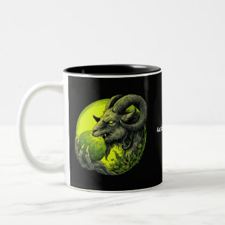 Bicolor Taza de cabra con cuernos de neón verde