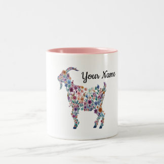 Bicolor Taza de cabra floral personalizada Botánica Granja